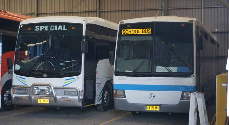 Inverell Iveco Eurorider Express 5 & Symes Mercedes OH1418 Volgren NZ 4615MO